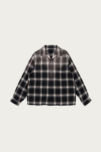 Taiga Takahashi Lot. 101 Open Collar Shirt | Bleached Gray Plaid