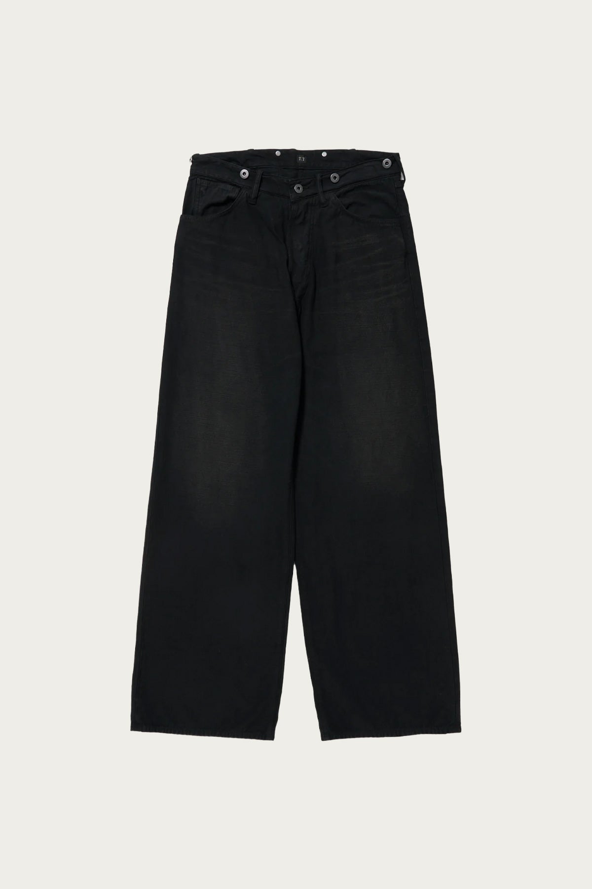 Taiga Takahashi - Lot. 209 Buckle-Backed Trousers - Damaged Sumi Dyed Black - Canoe Club