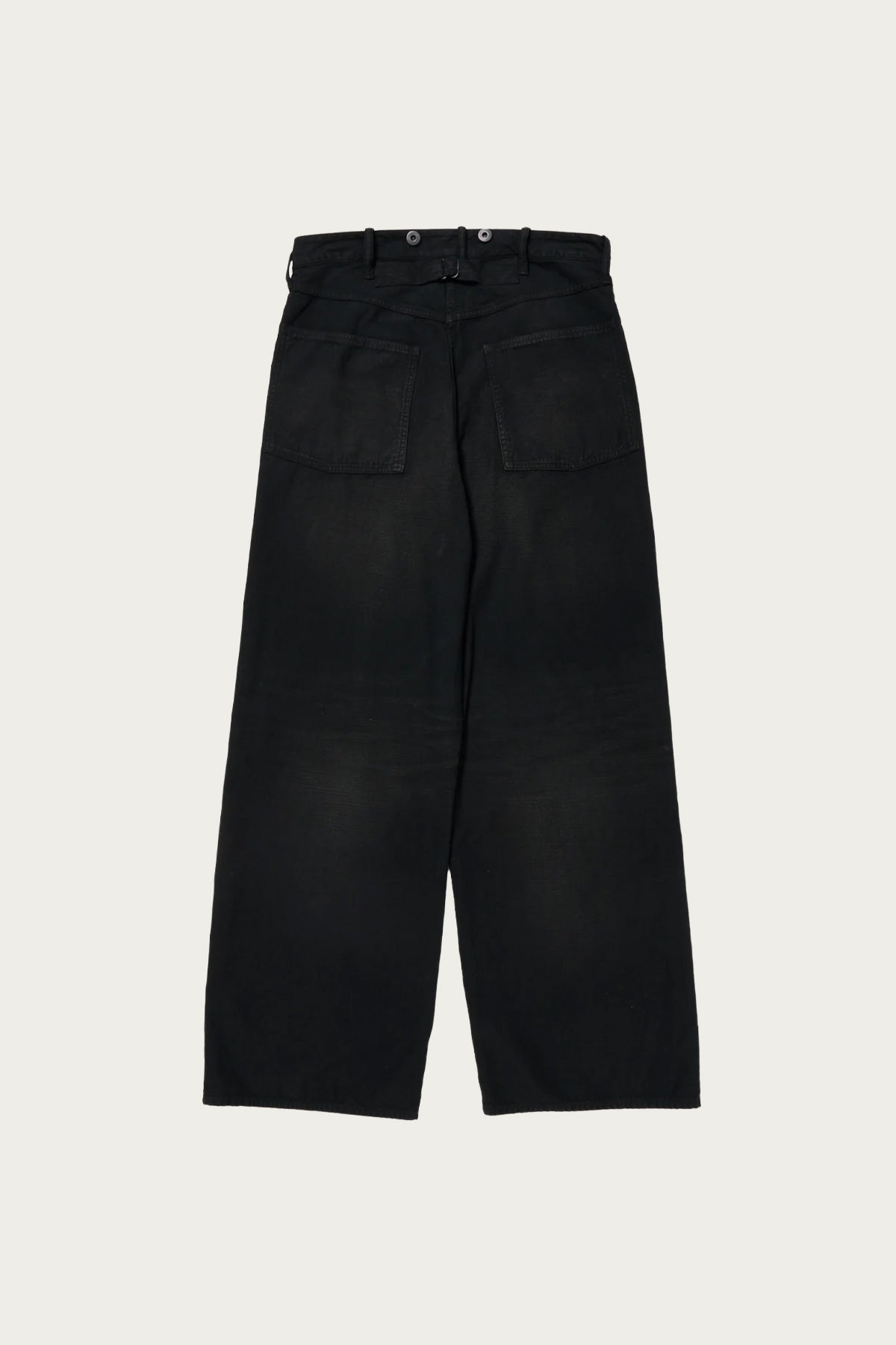Taiga Takahashi - Lot. 209 Buckle-Backed Trousers - Damaged Sumi Dyed Black - Canoe Club
