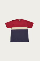 Warehouse & Co. - 4112 Panel Border T-Shirt - Bordeaux/Navy - Canoe Club
