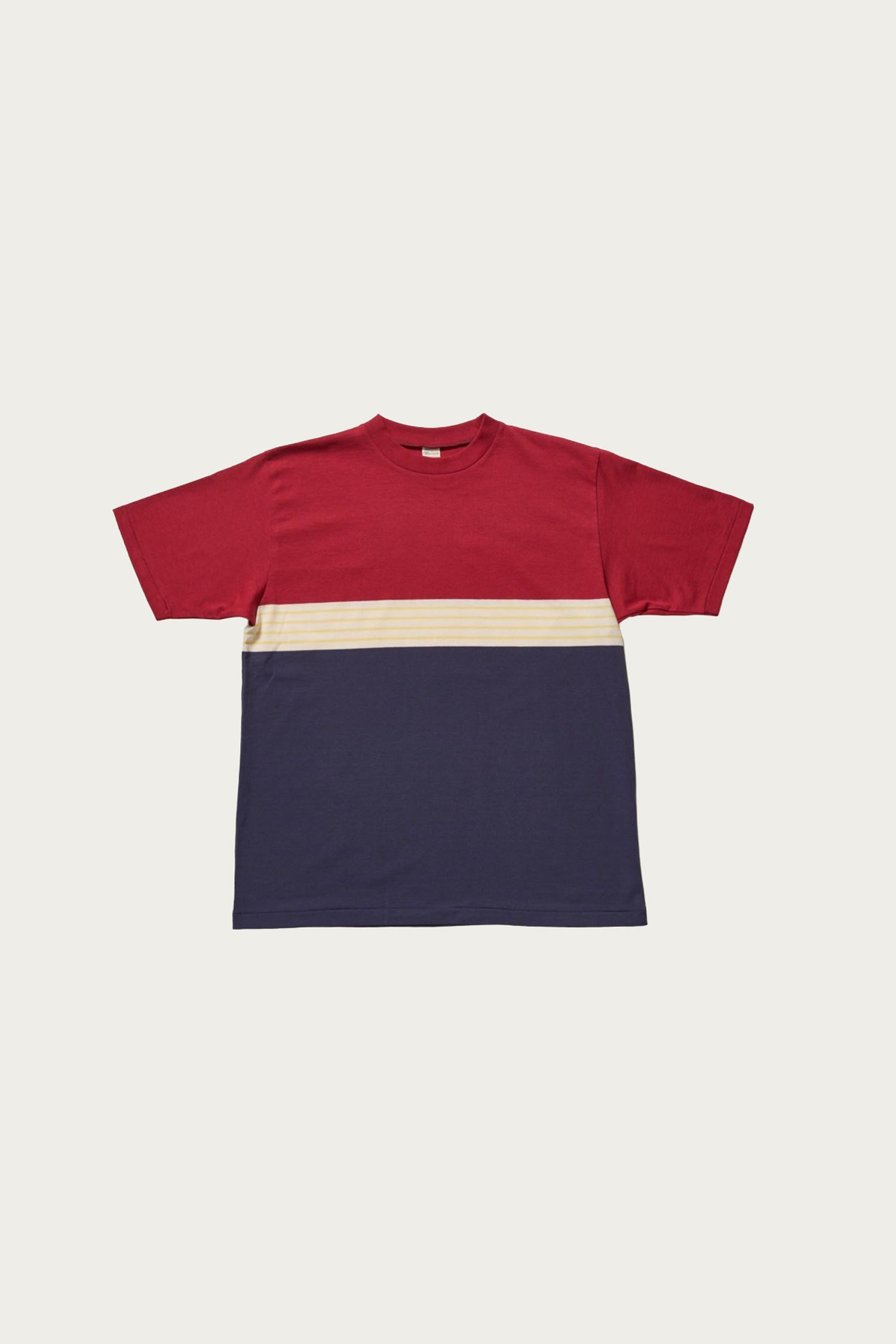 Warehouse & Co. - 4112 Panel Border T-Shirt - Bordeaux/Navy - Canoe Club