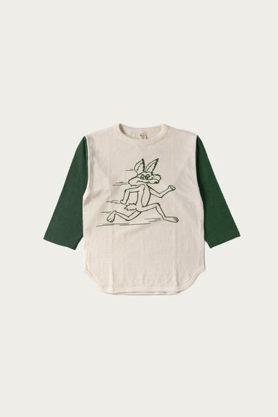 Warehouse Coyote Baseball Tee L/S | Cream/Light Green | Canoe Club