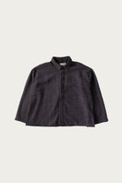 William Frederick - Café Shirt - Navy and Olive Brown Worsted Wool Gauze - Canoe Club