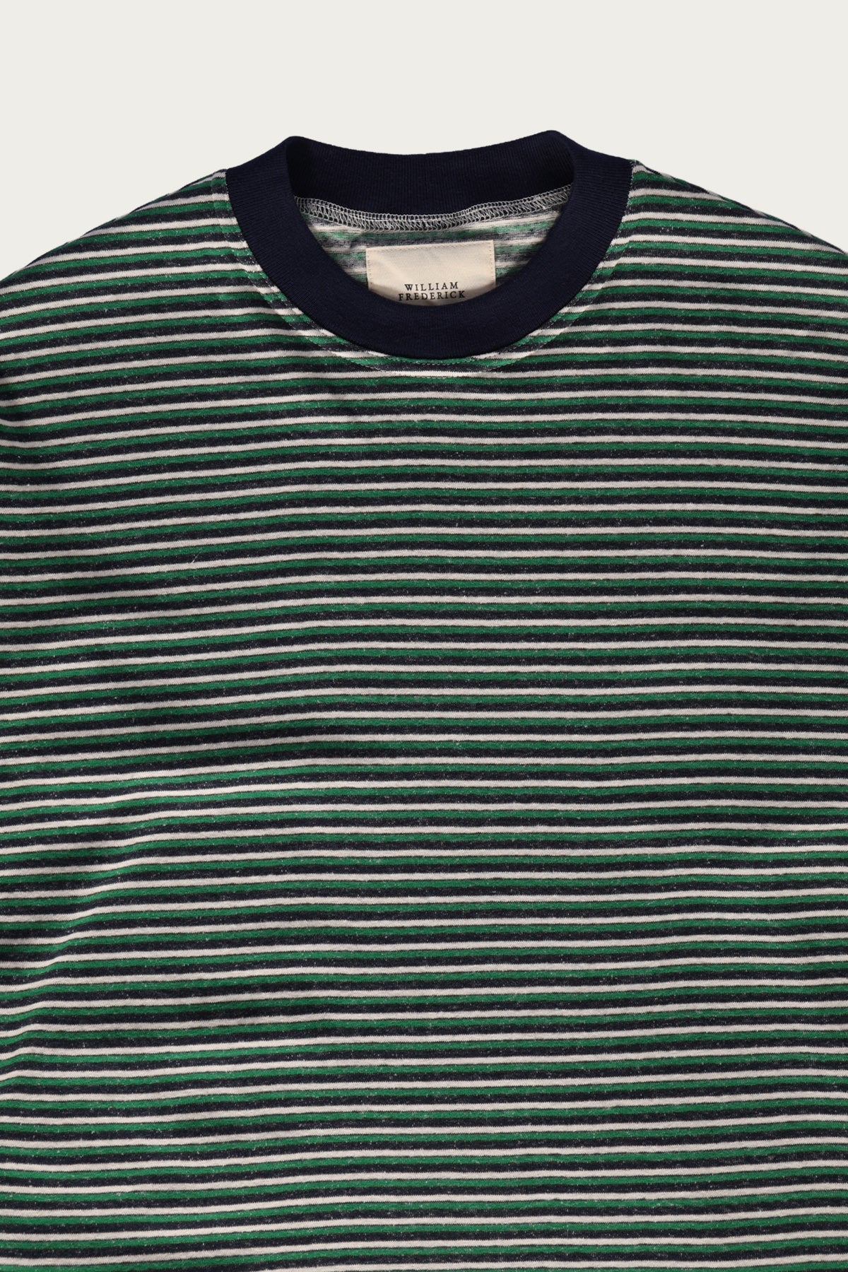 William Frederick - Long Sleeve Tee - Navy, Green, Cream Stripe - Canoe Club