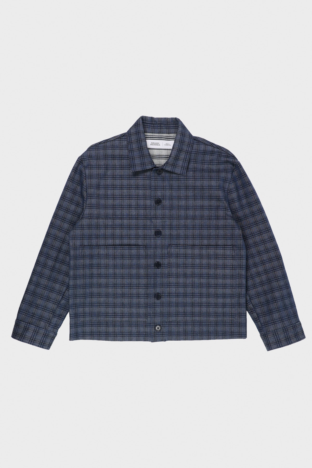 William Frederick - Cafe Jacket - Reactive-Dyed Plaid Herringbone Denim - Canoe Club