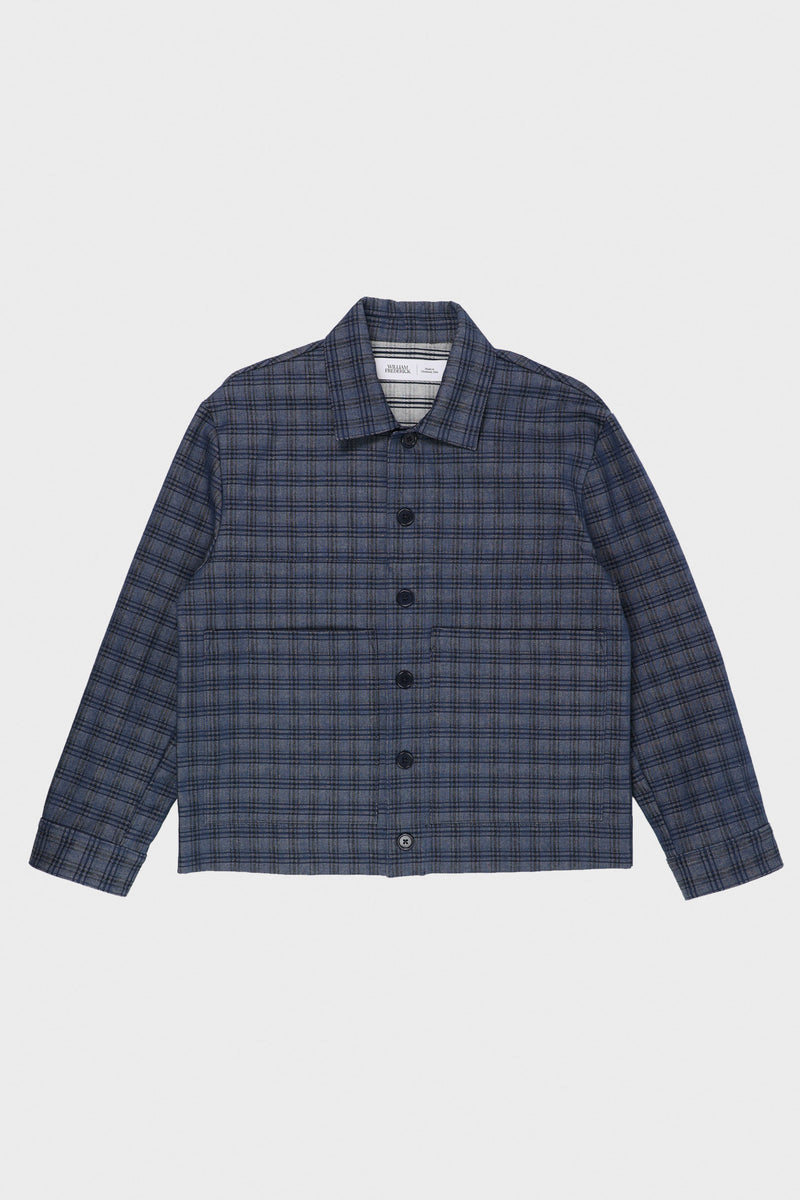 William Frederick Cafe Jacket | Reactive-Dyed Plaid Herringbone Denim ...