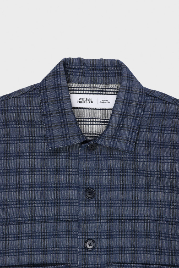 William Frederick - Cafe Jacket - Reactive-Dyed Plaid Herringbone Denim - Canoe Club