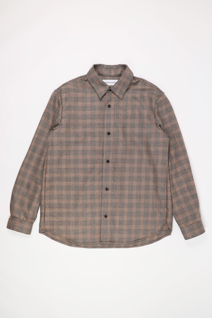 William Frederick - House Shirt - Tan and Brown Houndstooth Plaid - Canoe Club