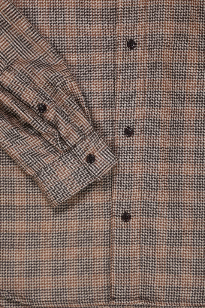William Frederick - House Shirt - Tan and Brown Houndstooth Plaid - Canoe Club