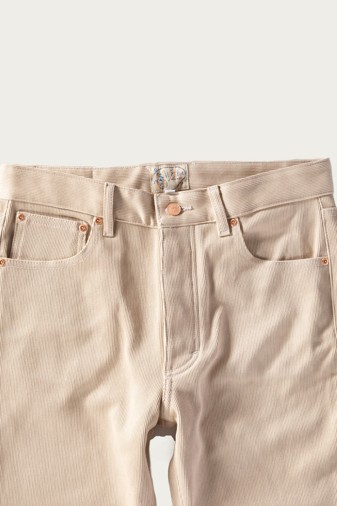 Wythe - Bedford Cord 5 Pocket Pant - Off White - Canoe Club