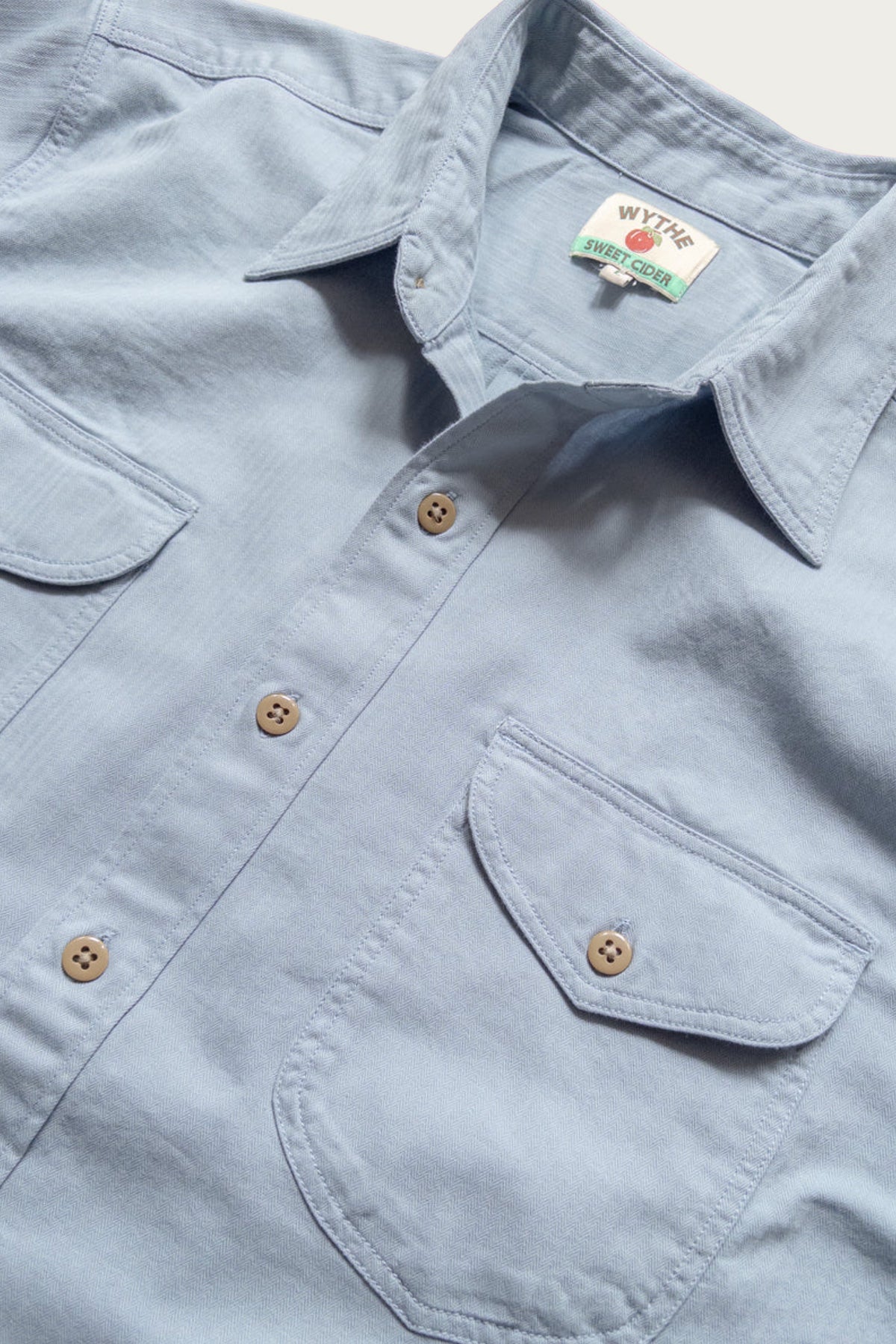Wythe - Cotton HBT Officer's Shirt - Faded French Blue - Canoe Club