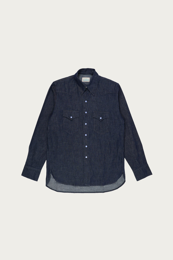 Wythe - Denim Pearlsnap Shirt - Rinsed Indigo - Canoe Club