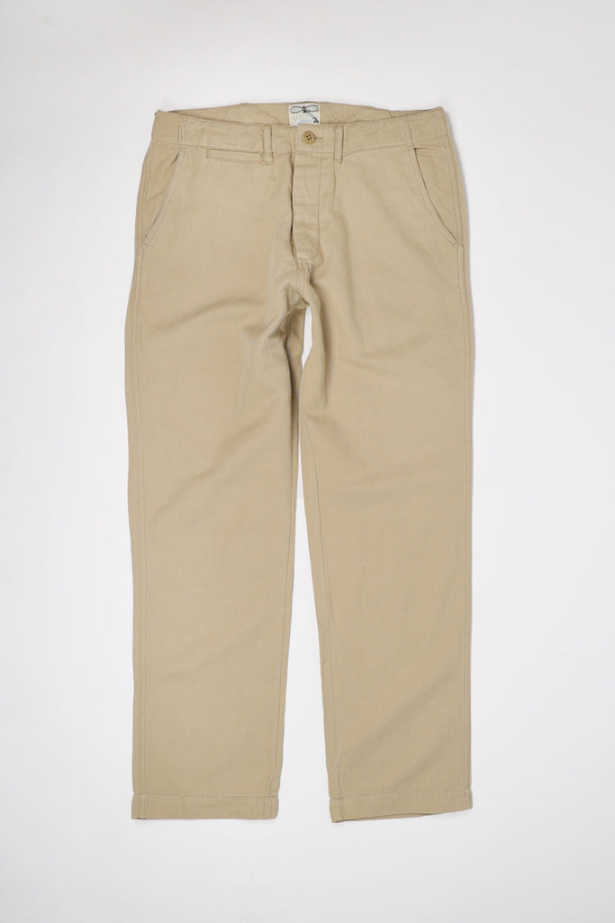 Wythe - Flat Front Slub Cotton/Linen Twill Chinos - Camp Khaki - Canoe Club