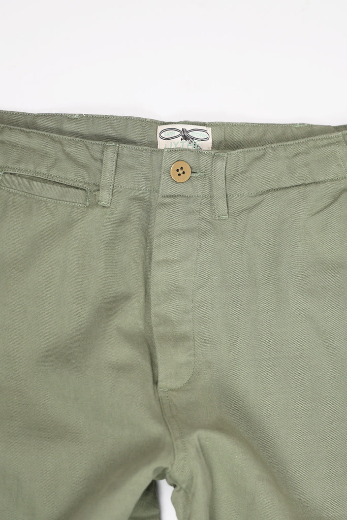 Wythe - Flat Front Slub Cotton/Linen Twill Chinos - Faded Olive - Canoe Club