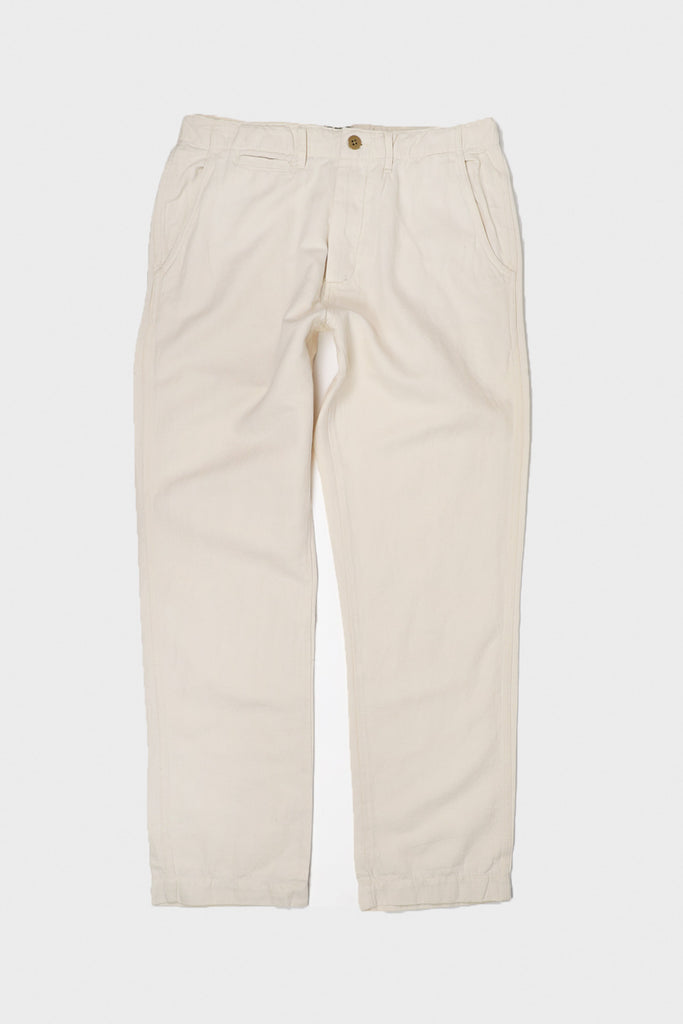 Wythe - Flat Front Slub Cotton/Linen Twill Chinos - Unbleached - Canoe Club