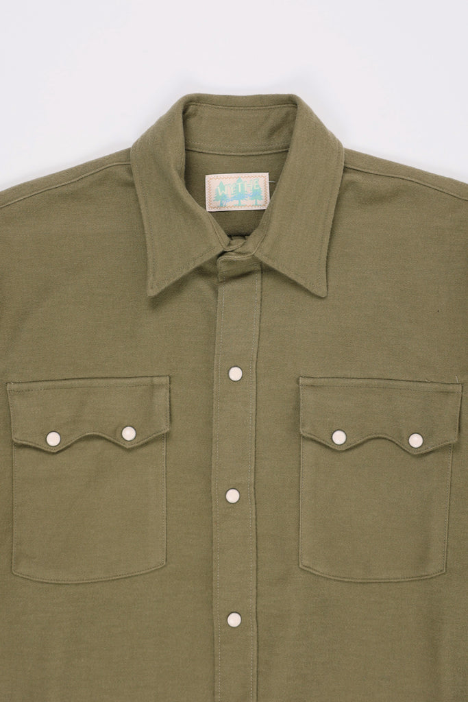 Wythe - Moleskin Pearlsnap Shirt - Olive - Canoe Club