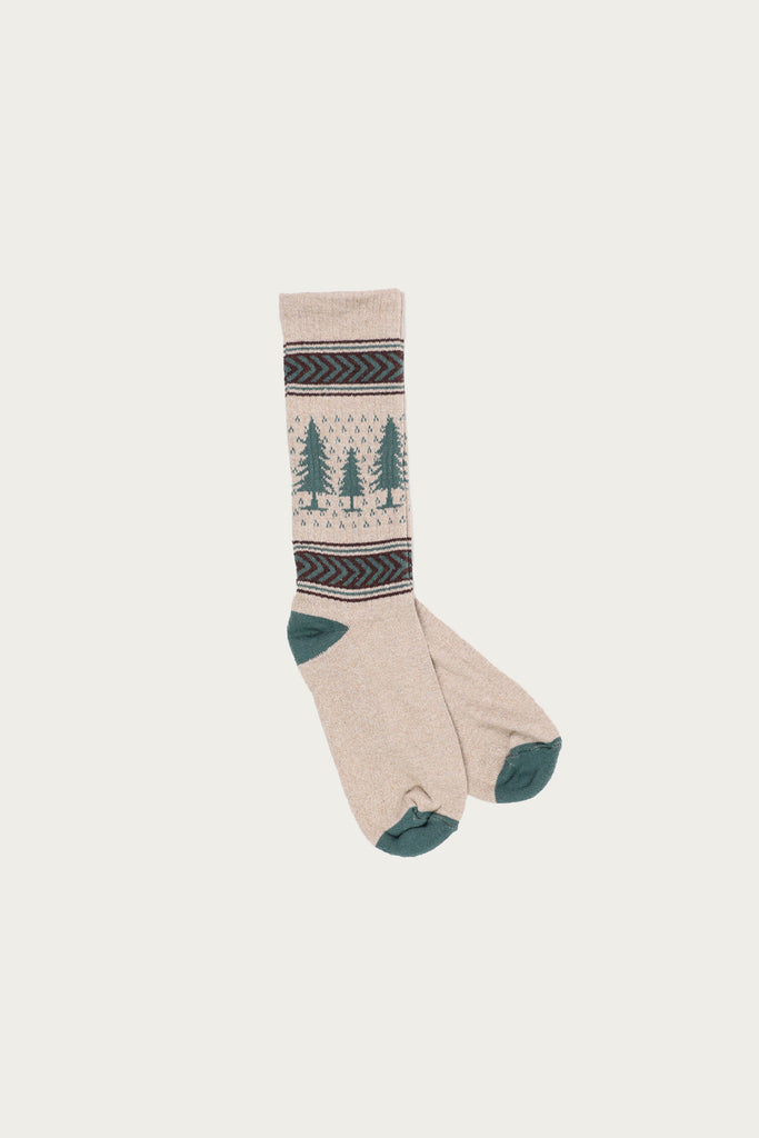 Wythe - Recycled Cotton Jacquard Socks - Evergreen Pines - Canoe Club