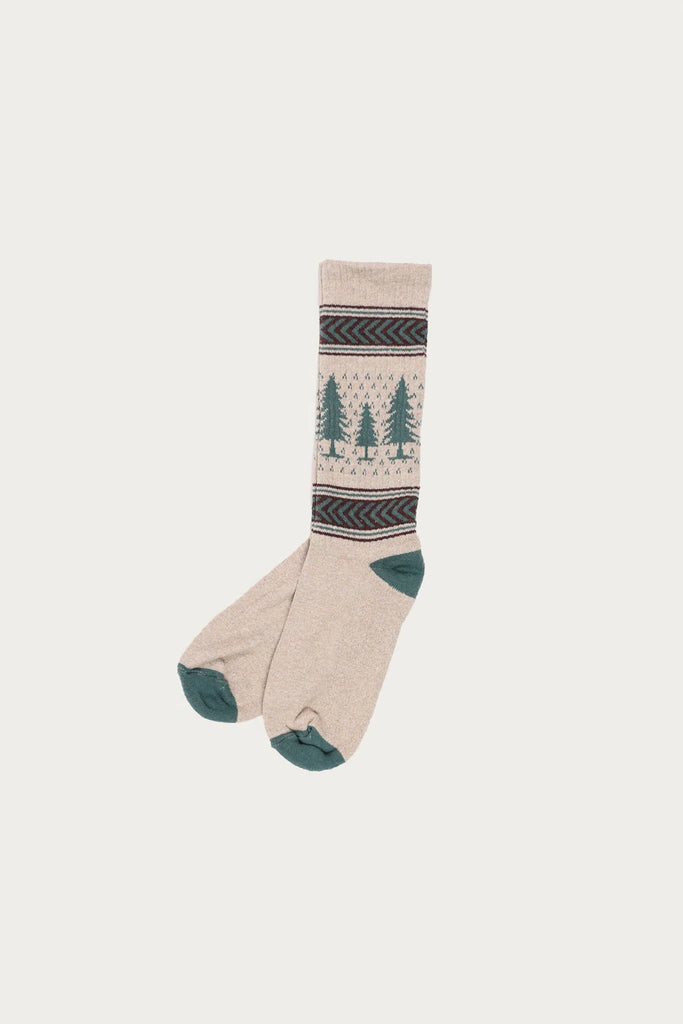 Wythe - Recycled Cotton Jacquard Socks - Evergreen Pines - Canoe Club