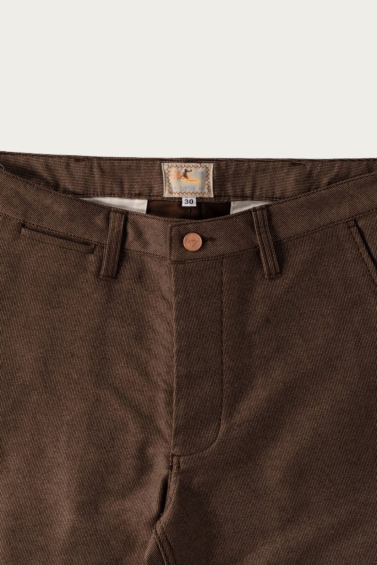Wythe - Wabash Stripe Moleskin Chino - Espresso Brown - Canoe Club