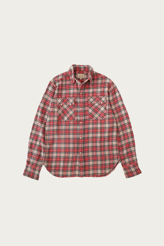 Wythe - Washed Flannel Pearlsnap Shirt - Cherry Blossom - Canoe Club