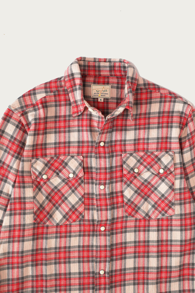 Wythe - Washed Flannel Pearlsnap Shirt - Cherry Blossom - Canoe Club