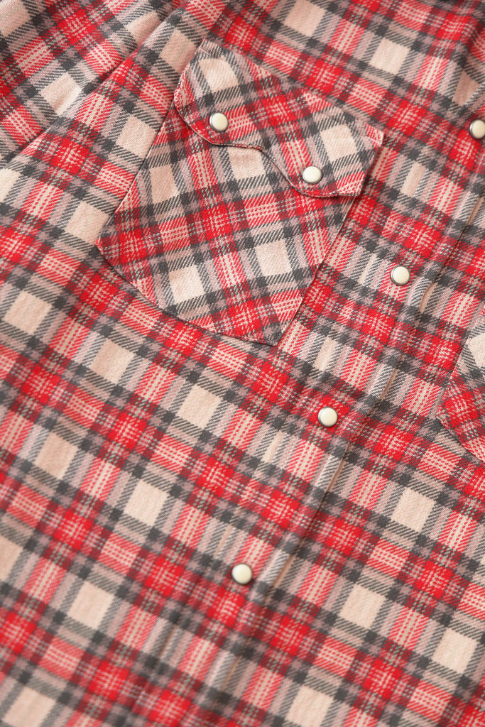 Wythe - Washed Flannel Pearlsnap Shirt - Cherry Blossom - Canoe Club