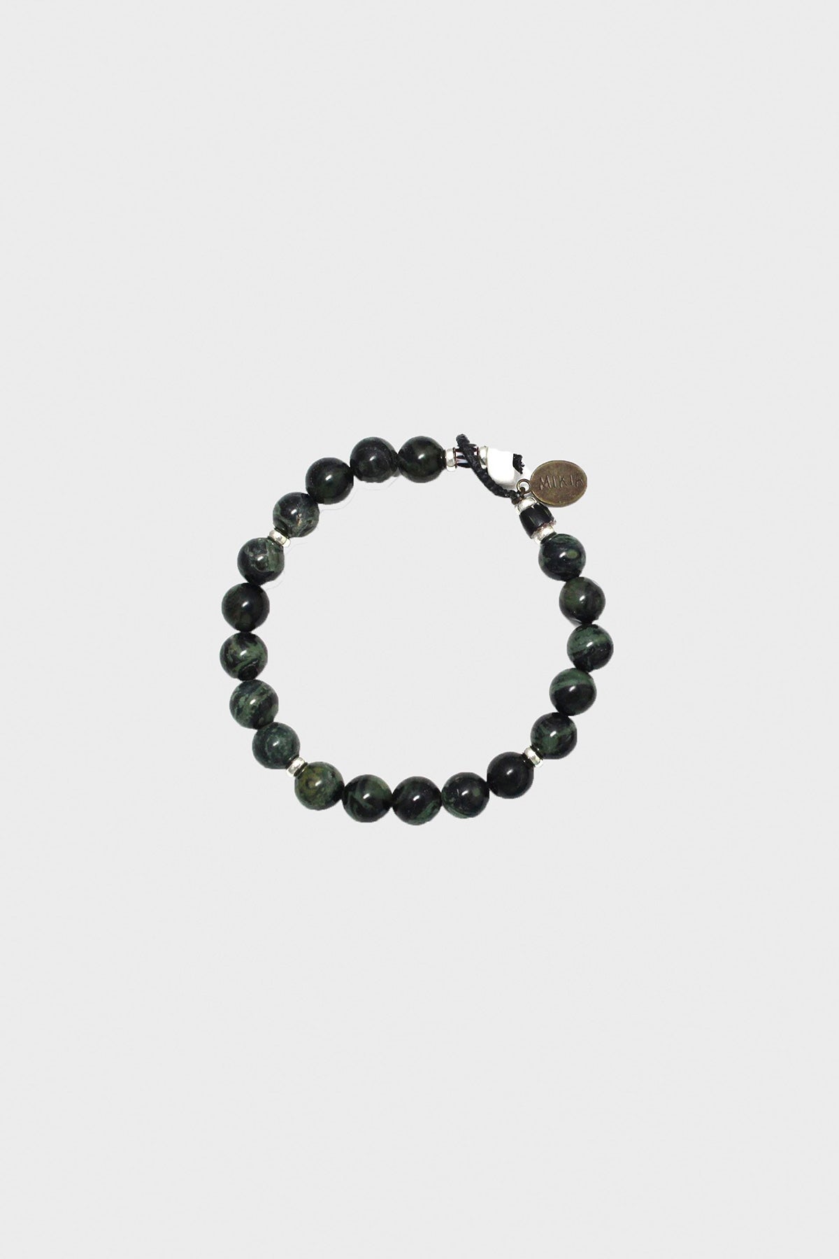 Mikia - Kambaba Jasper/Glass Bracelet with Puka Shell Button - Canoe Club