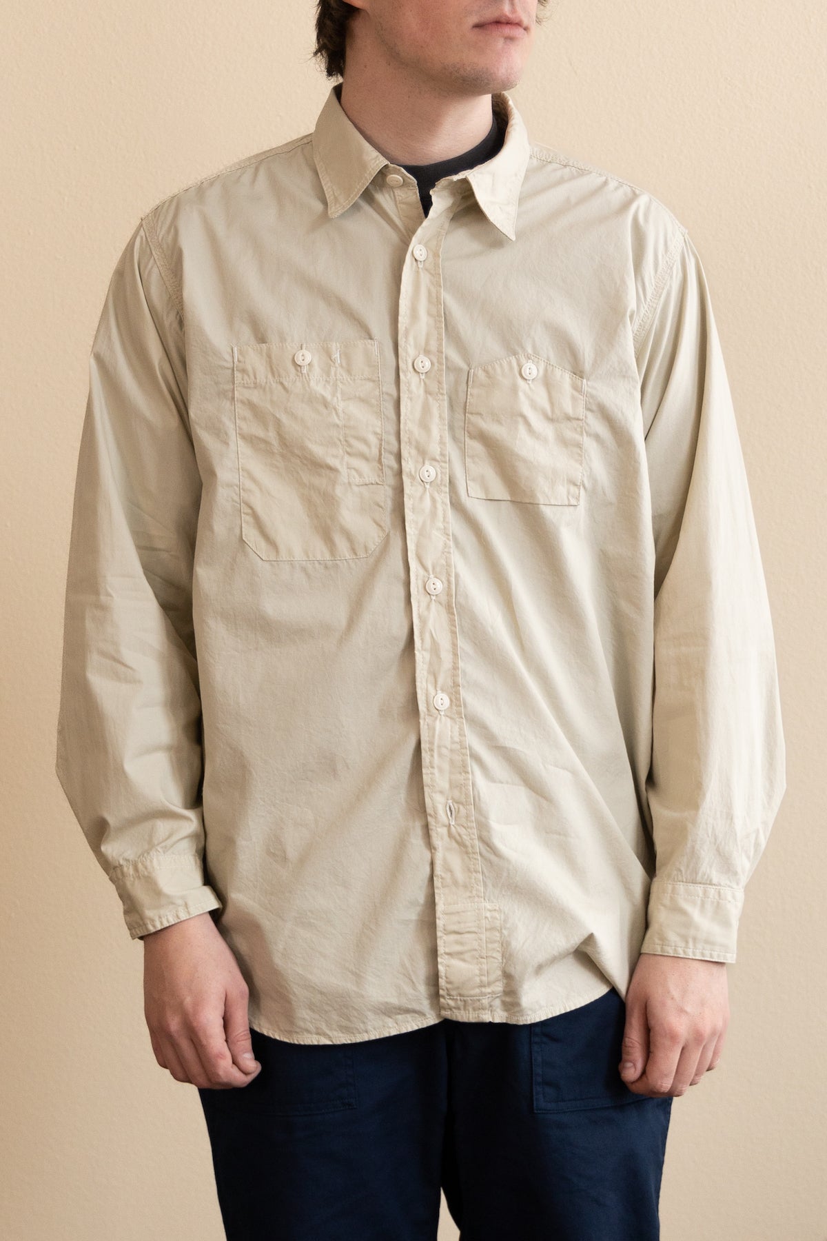 Engineered Garments Work Shirt | Beige Superfine Poplin | Canoe Club