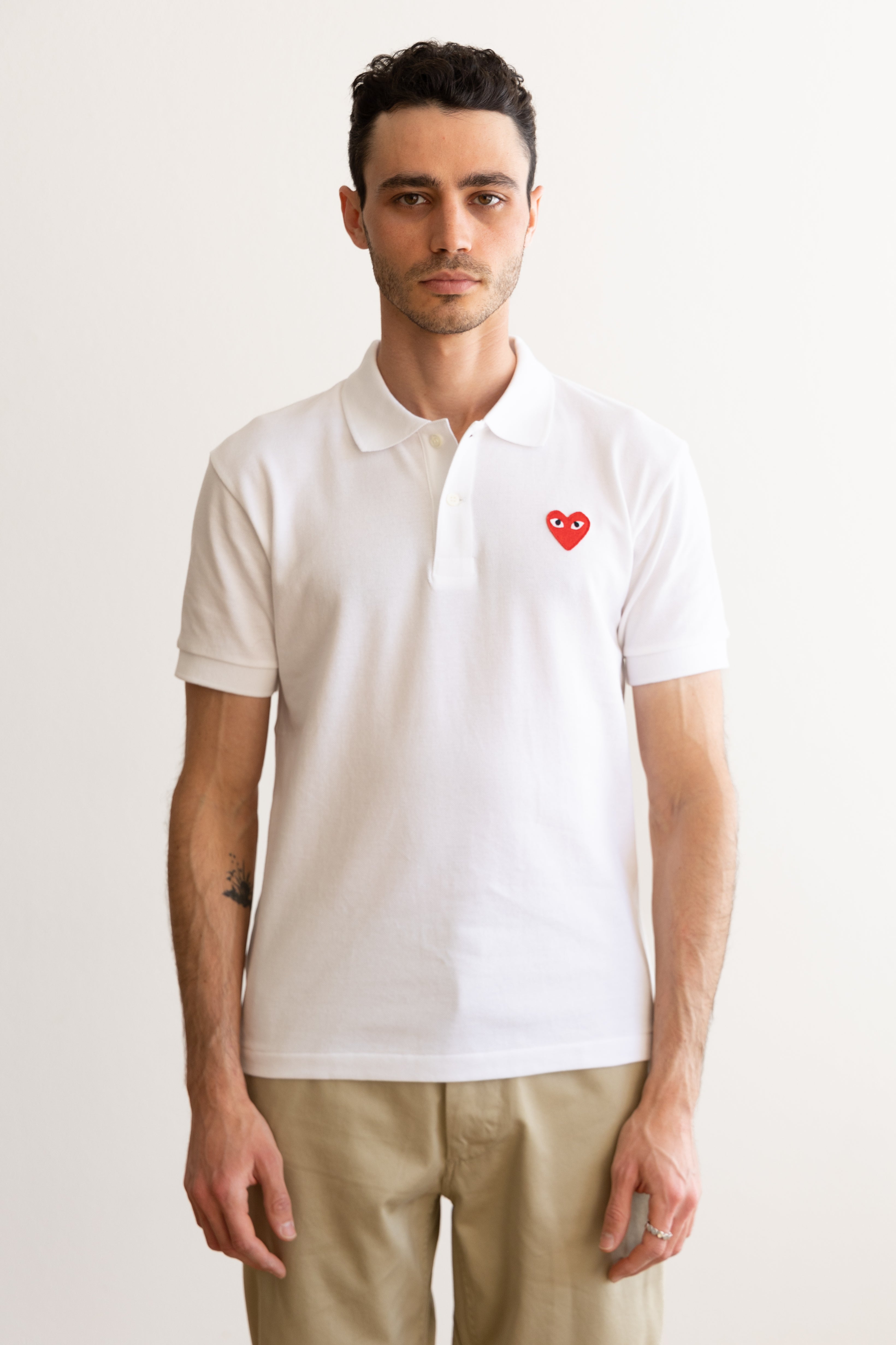 Comme des Garçons PLAY - Red Heart Polo - White - Canoe Club