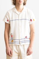 Harago - Village Narrative Embroidered Shirt - White - Canoe Club