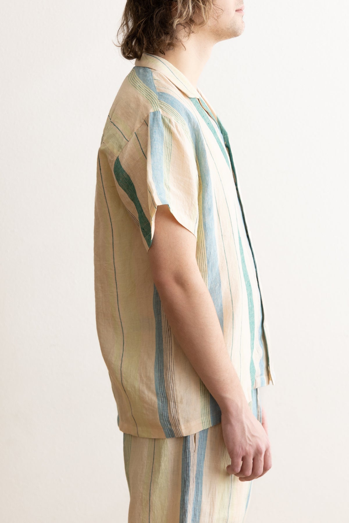 Harago - Linen Stripe Shirt - Cream - Canoe Club