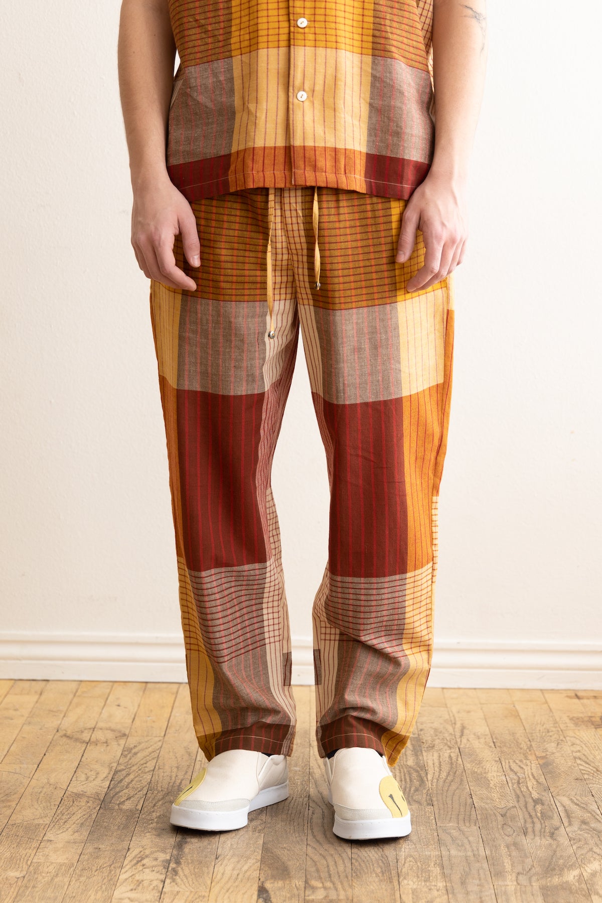 Harago - Handloom Stripe Check Pants - Multi - Canoe Club