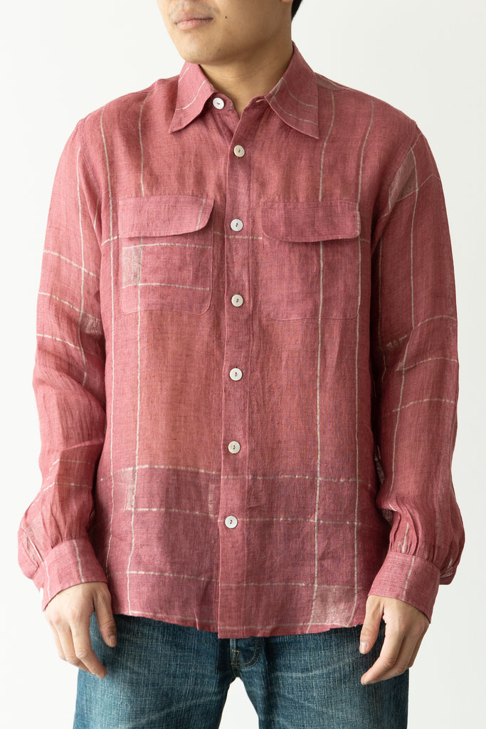 Karu Research - Zari Woven Checks Shirt - Magenta/Silver - Canoe Club