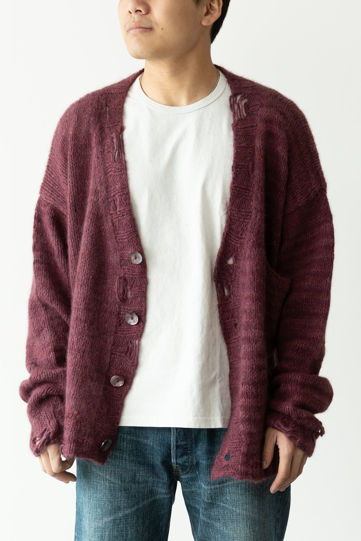 Karu Research - Hand Brushed Cardigan - Burgundy - Canoe Club