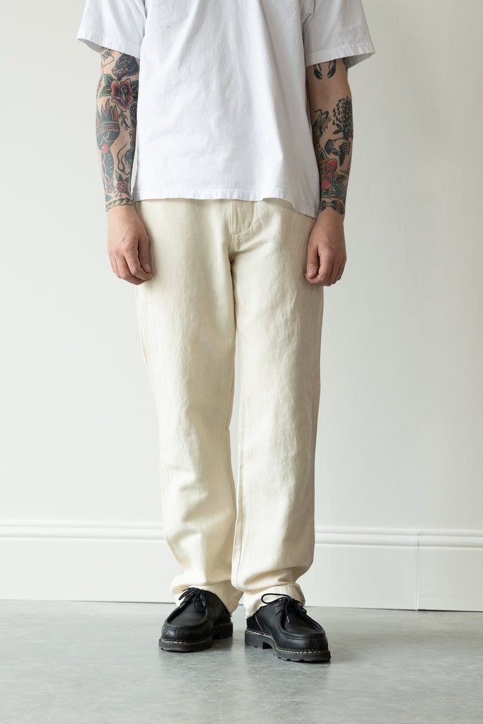 Wythe - Flat Front Cotton/Linen Chinos - Unbleached - Canoe Club