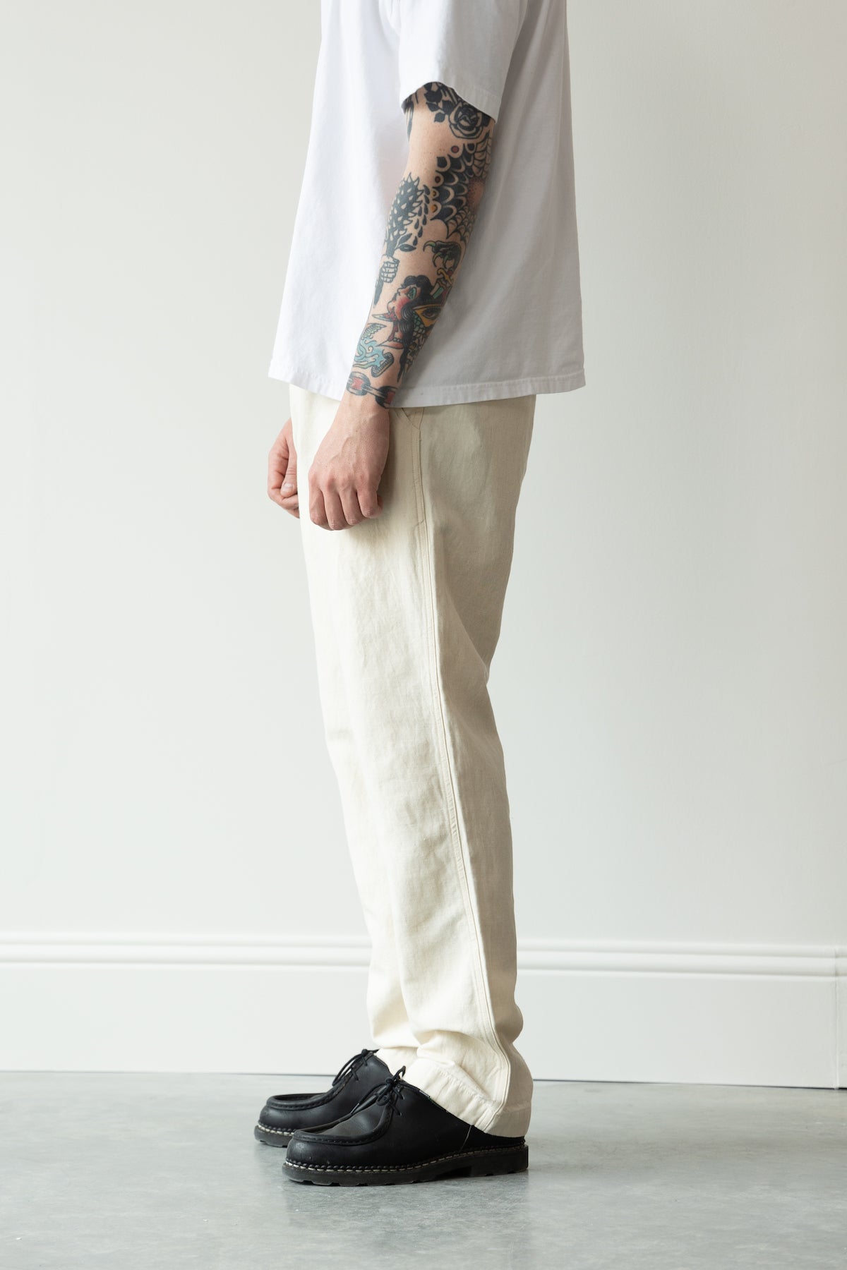 Wythe - Flat Front Cotton/Linen Chinos - Unbleached - Canoe Club