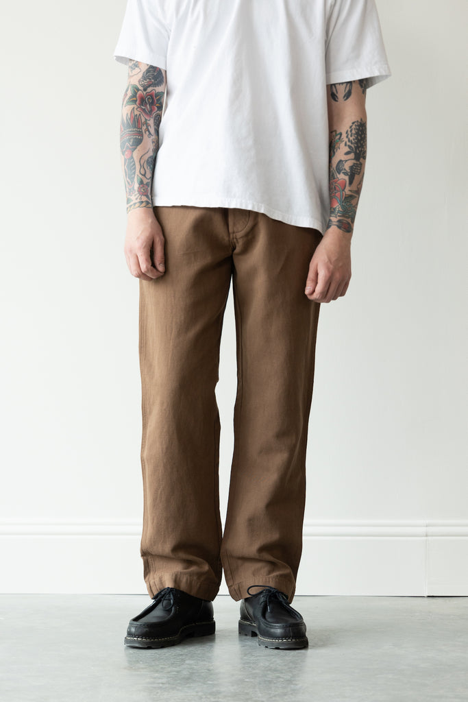 Wythe - Flat Front Cotton/Linen Chinos - Churro Brown - Canoe Club