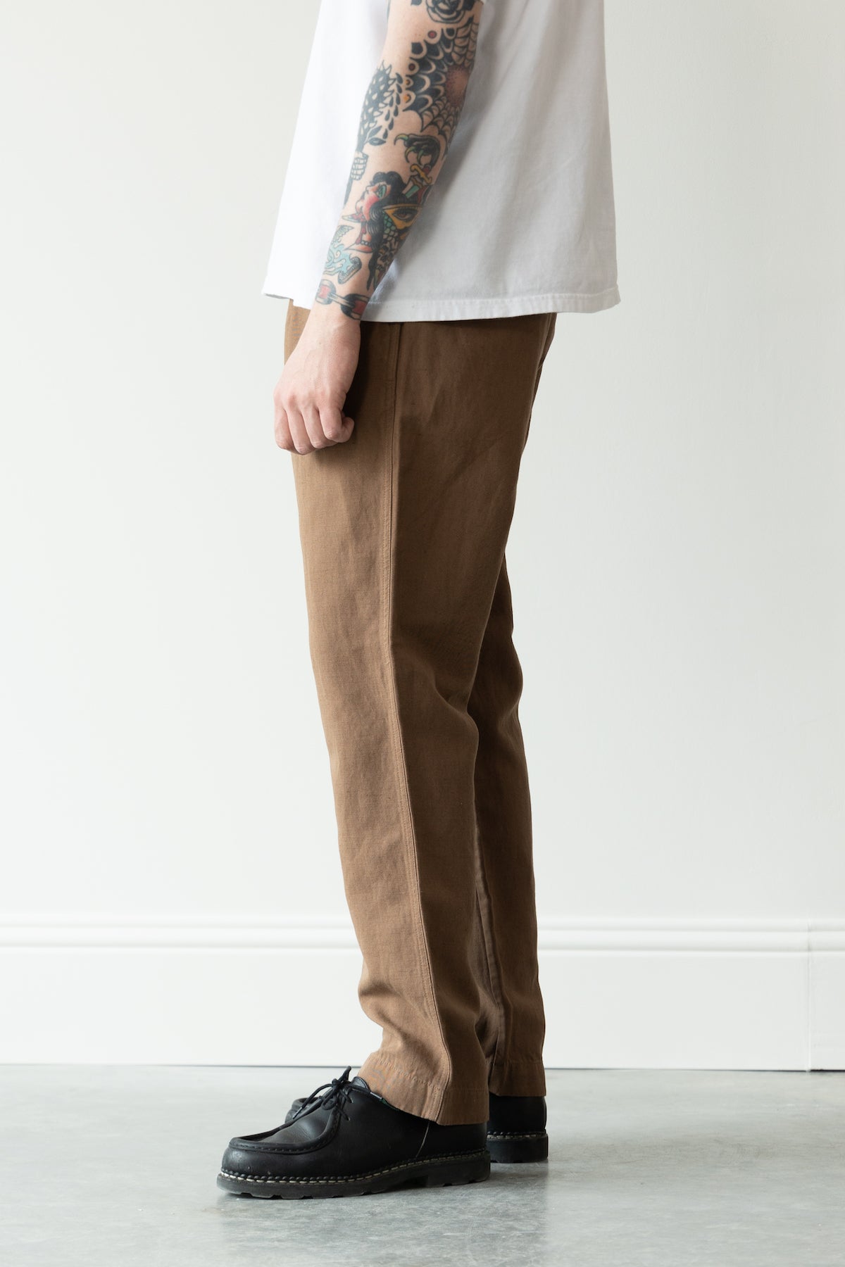 Wythe - Flat Front Cotton/Linen Chinos - Churro Brown - Canoe Club