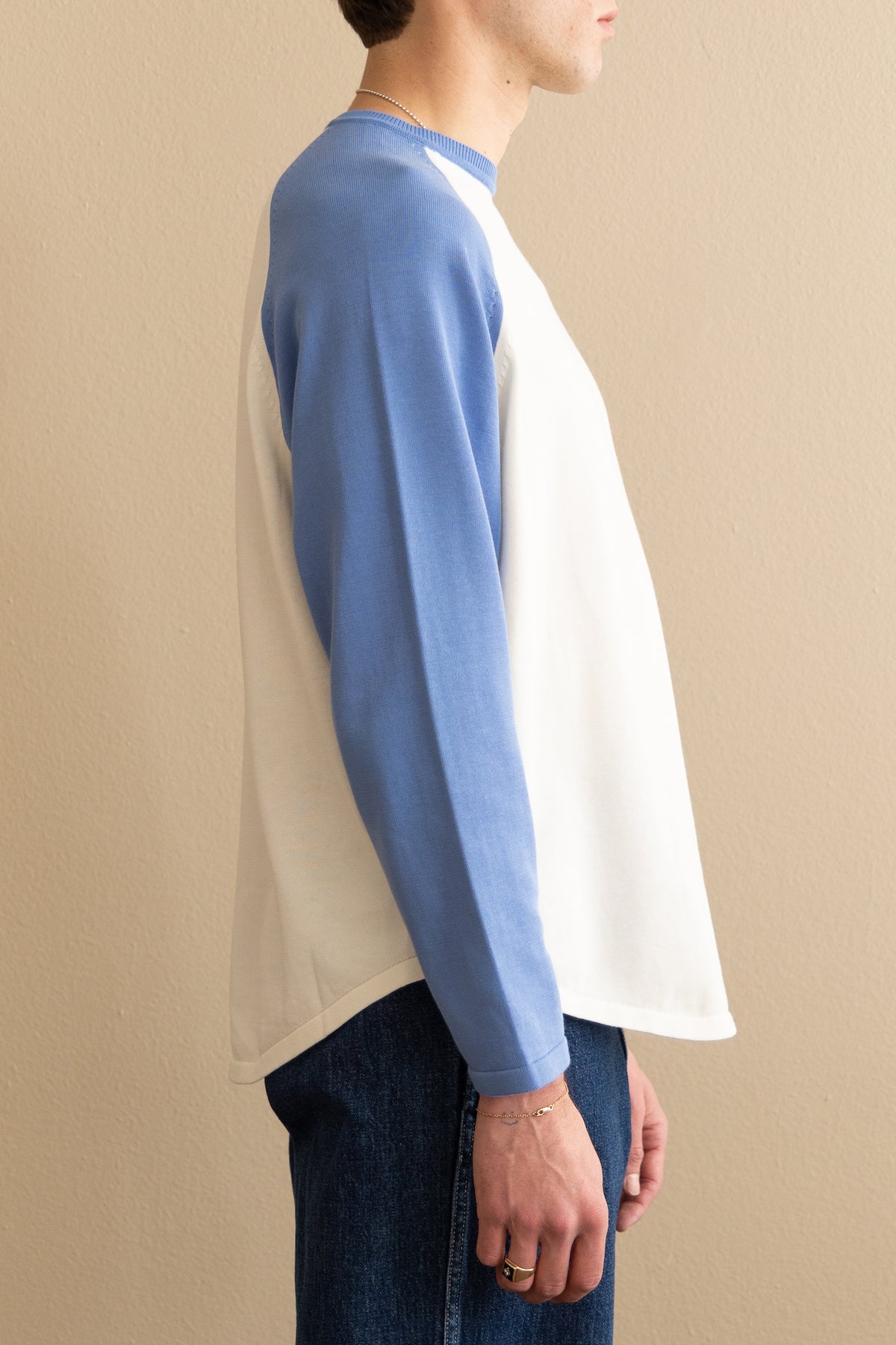 J. Press - Baseball Sweater - White/Sax - Canoe Club