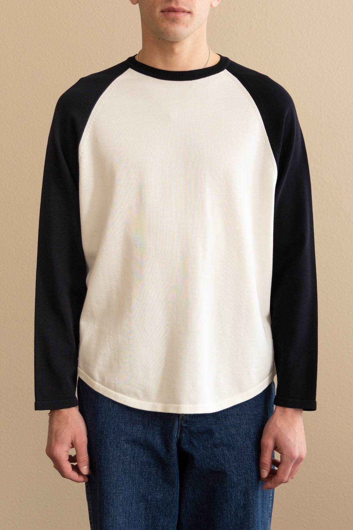 Press Baseball Sweater White/Navy Canoe Club