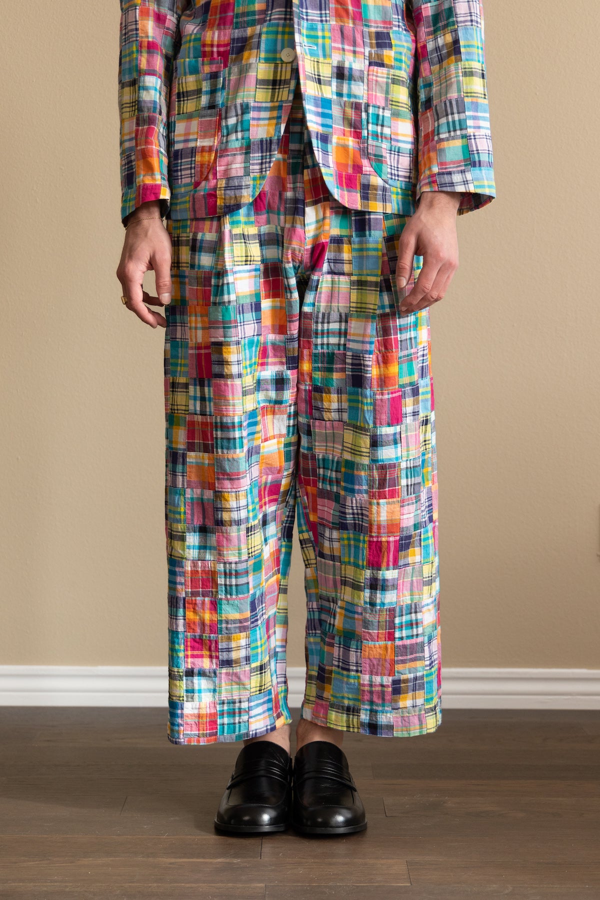 J. Press - India Madras 1 Tuck Wide Easy Trousers - Pink - Canoe Club