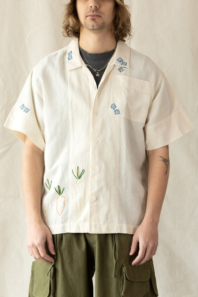 Story Mfg. - Greetings Shirt - Carrot Hand Embroidery - Canoe Club