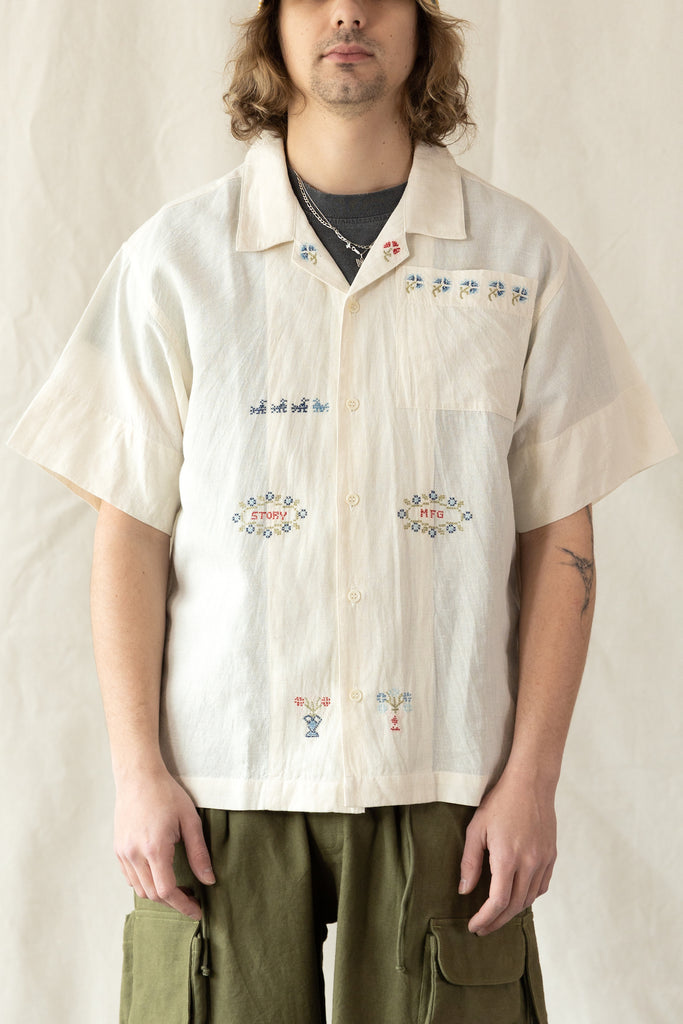 Story Mfg. - Greetings Shirt - Sampler Hand Embroidery - Canoe Club