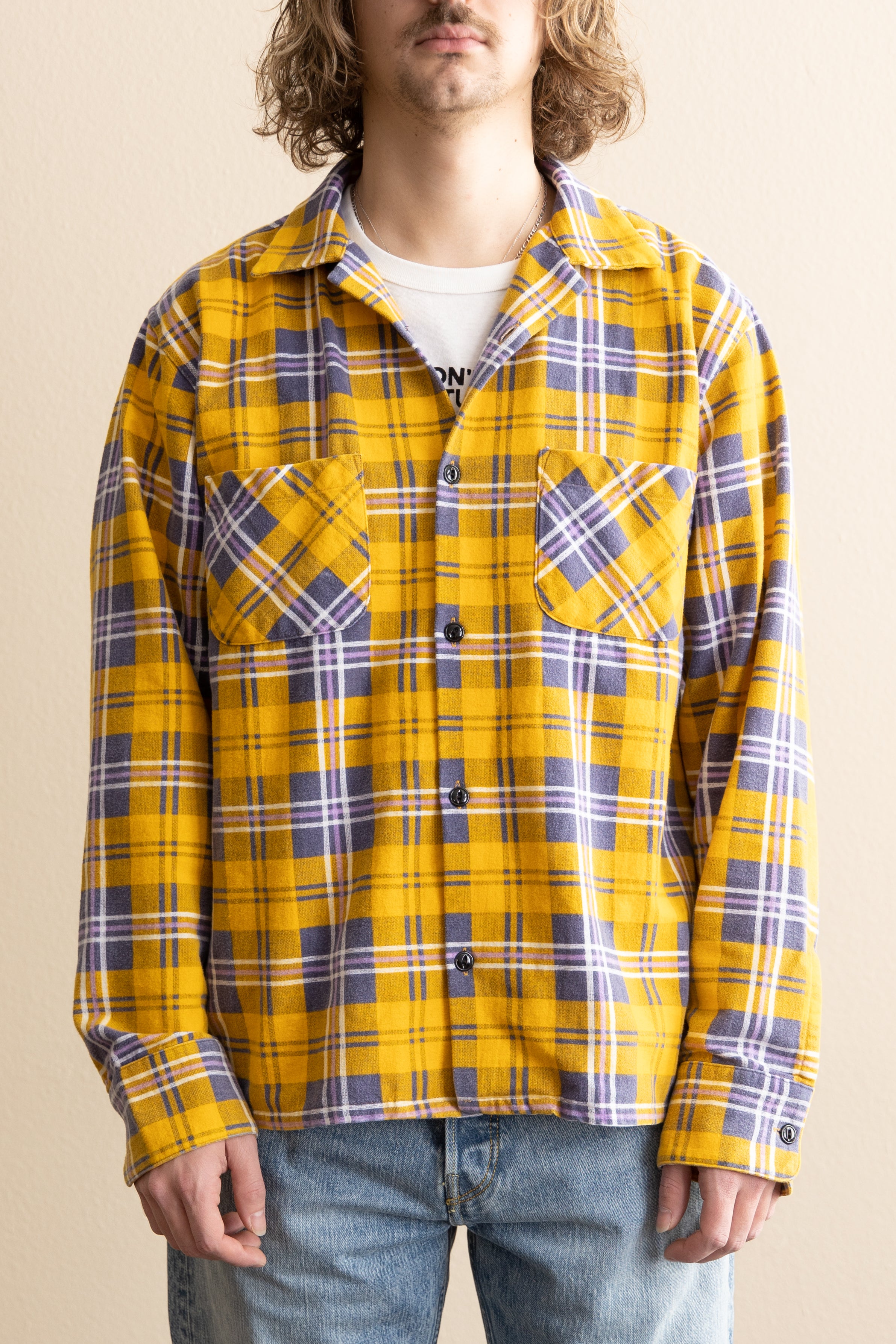 RE/DONE - 50s Plaid Straight Bottom Shirt - Yellow/Purple - Canoe Club