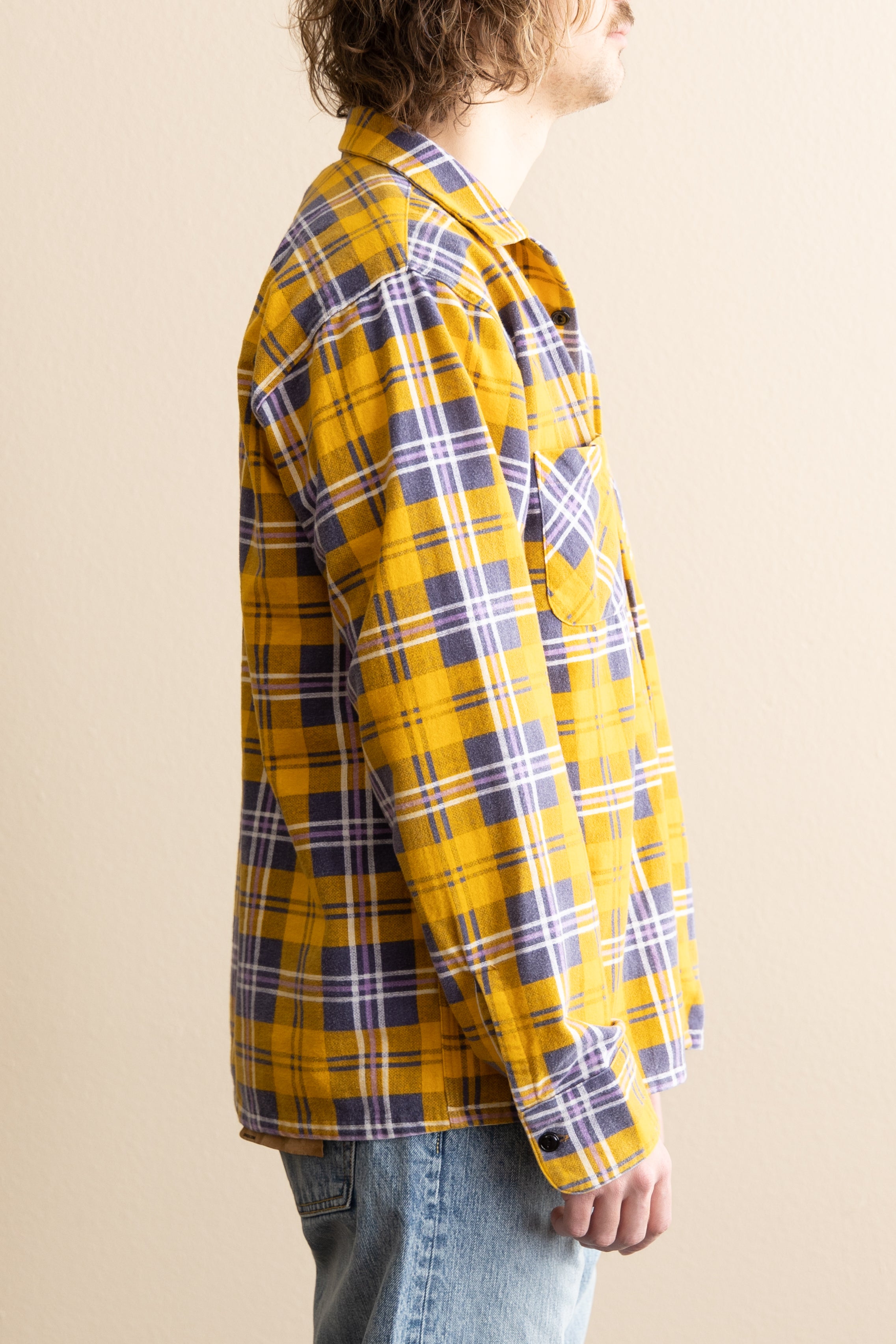RE/DONE - 50s Plaid Straight Bottom Shirt - Yellow/Purple - Canoe Club