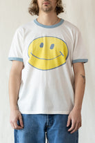 RE/DONE - Smiley Ringer Tee - Old White/Stone Blue - Canoe Club