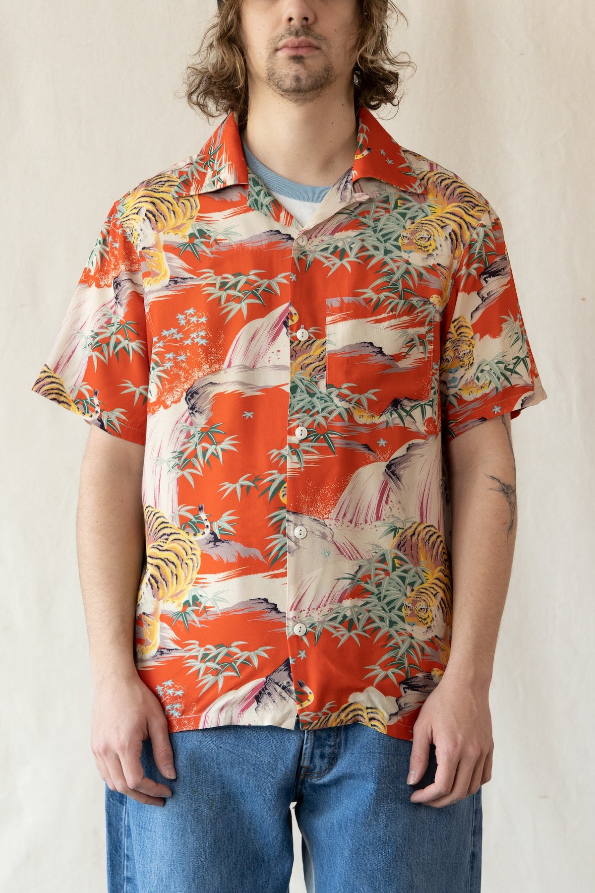 RE/DONE - Tiger Surf Rider Shirt - Red Tiger - Canoe Club