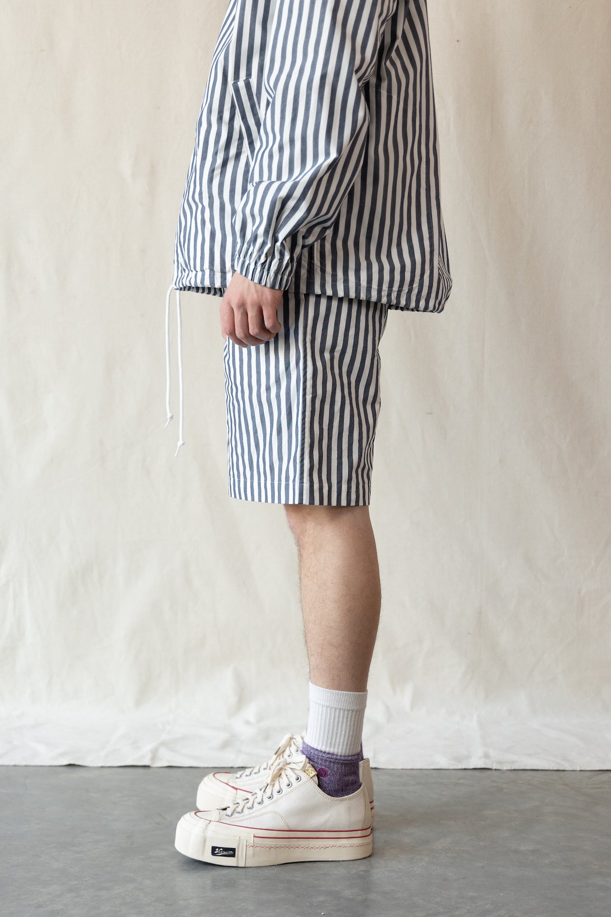 ts(s) - Block Stripe Drawstring Wide Shorts - Navy/White - Canoe Club