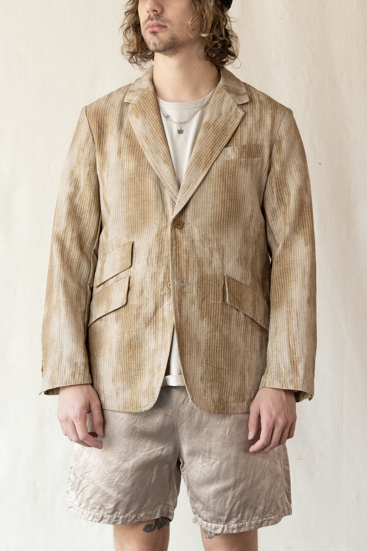 ts(s) - Stripe & Dirt Print 2 Button Jacket - Khaki - Canoe Club
