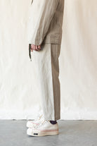 ts(s) - Seersucker Cloth Loose Fit Cropped Pants - Khaki - Canoe Club